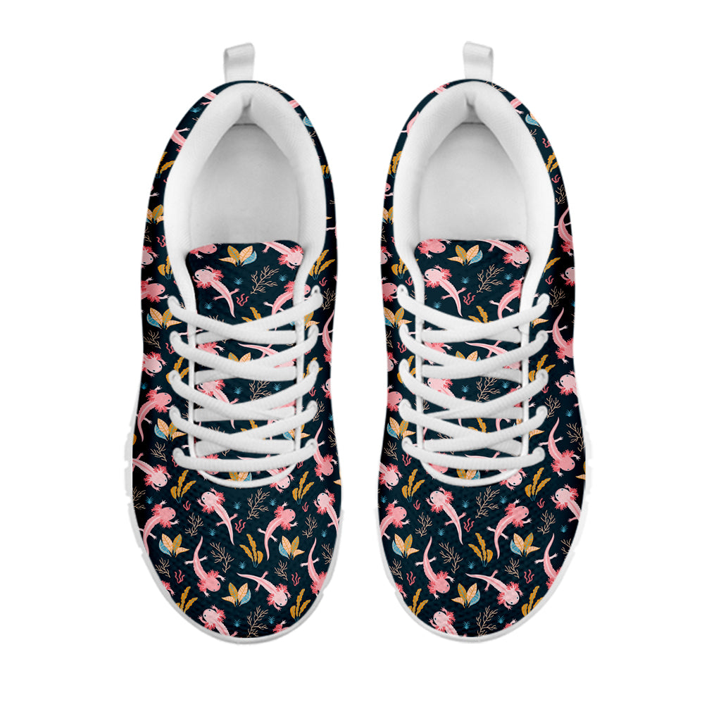 Pink Axolotl Pattern Print White Sneakers