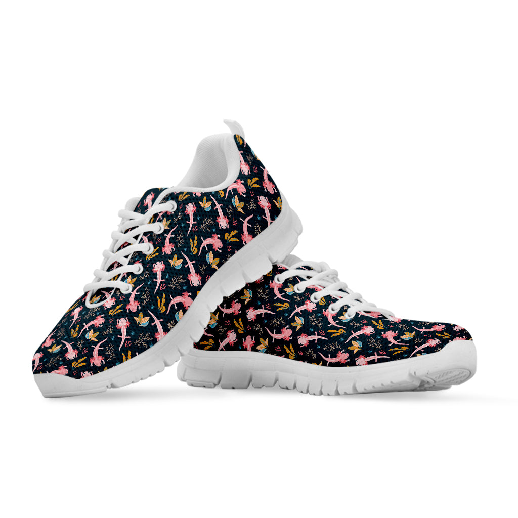 Pink Axolotl Pattern Print White Sneakers