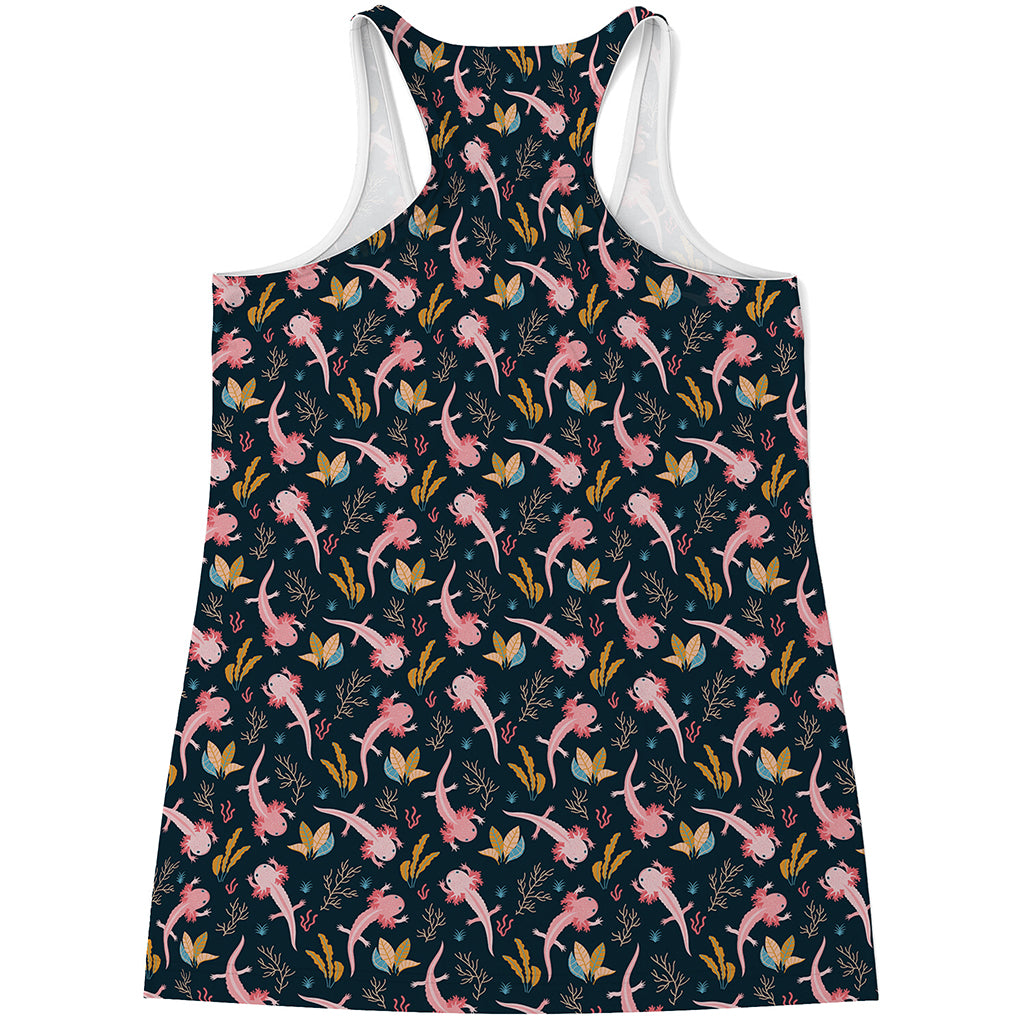 Pink Axolotl Pattern Print Women's Racerback Tank Top