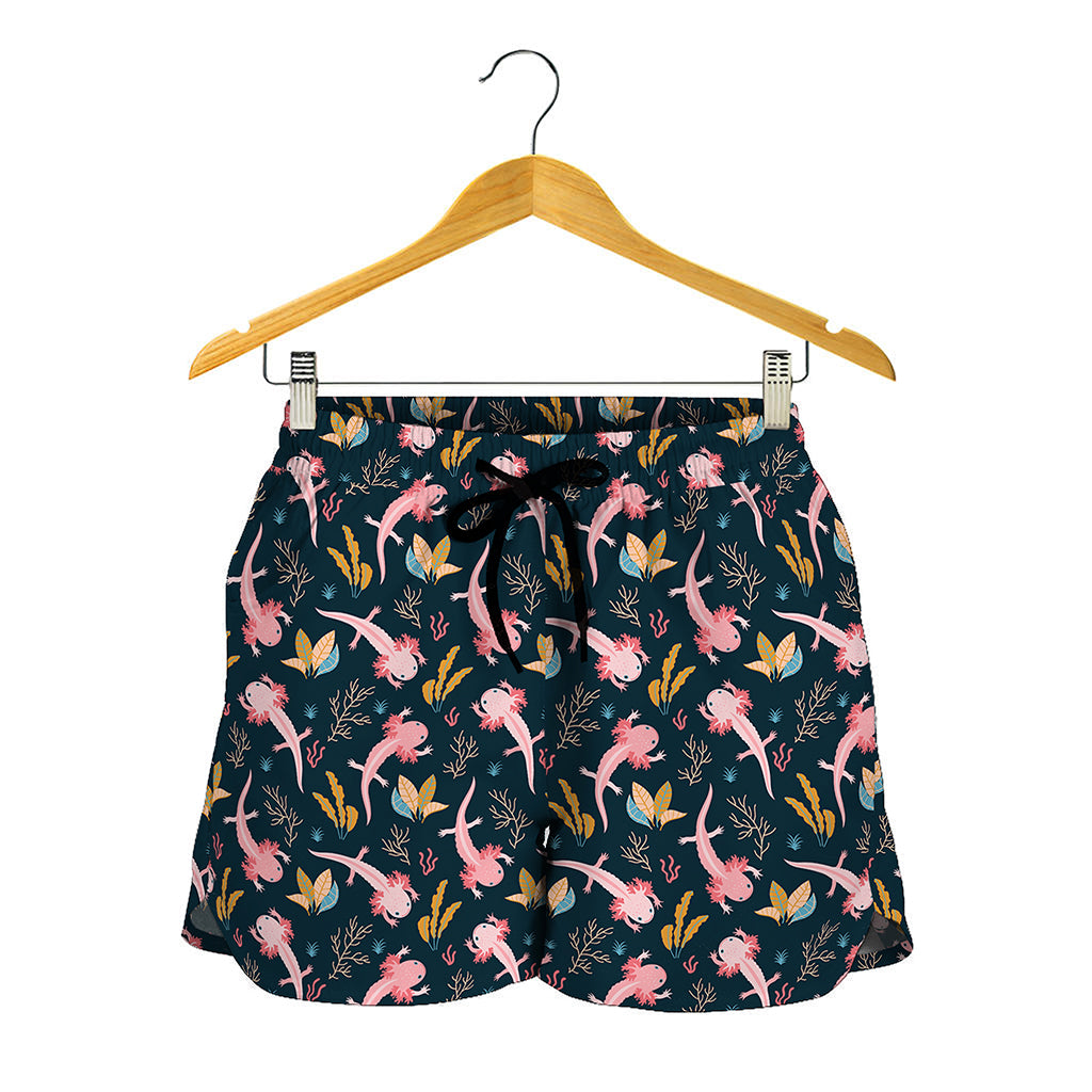 Pink Axolotl Pattern Print Women's Shorts