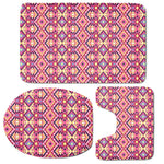 Pink Aztec Geometric Ethnic Pattern Print 3 Piece Bath Mat Set