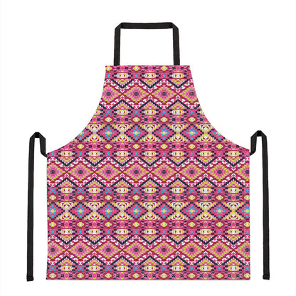 Pink Aztec Geometric Ethnic Pattern Print Apron