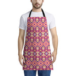 Pink Aztec Geometric Ethnic Pattern Print Apron