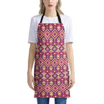 Pink Aztec Geometric Ethnic Pattern Print Apron
