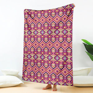 Pink Aztec Geometric Ethnic Pattern Print Blanket