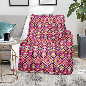 Pink Aztec Geometric Ethnic Pattern Print Blanket