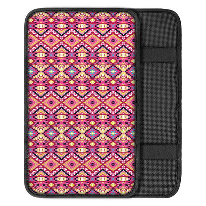 Pink Aztec Geometric Ethnic Pattern Print Car Center Console Cover