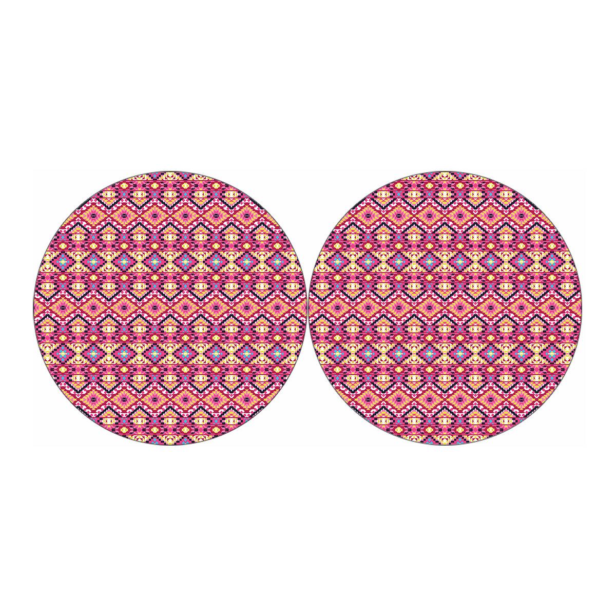 Pink Aztec Geometric Ethnic Pattern Print Car Coasters