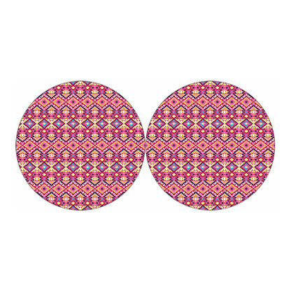 Pink Aztec Geometric Ethnic Pattern Print Car Coasters