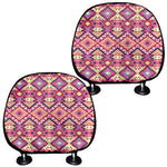 Pink Aztec Geometric Ethnic Pattern Print Car Headrest Covers