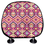 Pink Aztec Geometric Ethnic Pattern Print Car Headrest Covers