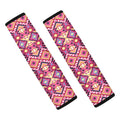 Pink Aztec Geometric Pattern Print Car Seat Belt Covers