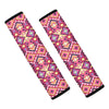 Pink Aztec Geometric Ethnic Pattern Print Car Seat Belt Covers