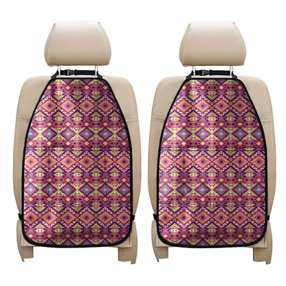 Pink Aztec Geometric Ethnic Pattern Print Car Seat Organizers