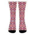 Pink Aztec Geometric Pattern Print Crew Socks