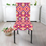 Pink Aztec Geometric Ethnic Pattern Print Dining Chair Slipcover
