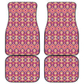 Pink Aztec Geometric Pattern Print Front and Back Car Floor Mats