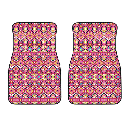 Pink Aztec Geometric Ethnic Pattern Print Front Car Floor Mats