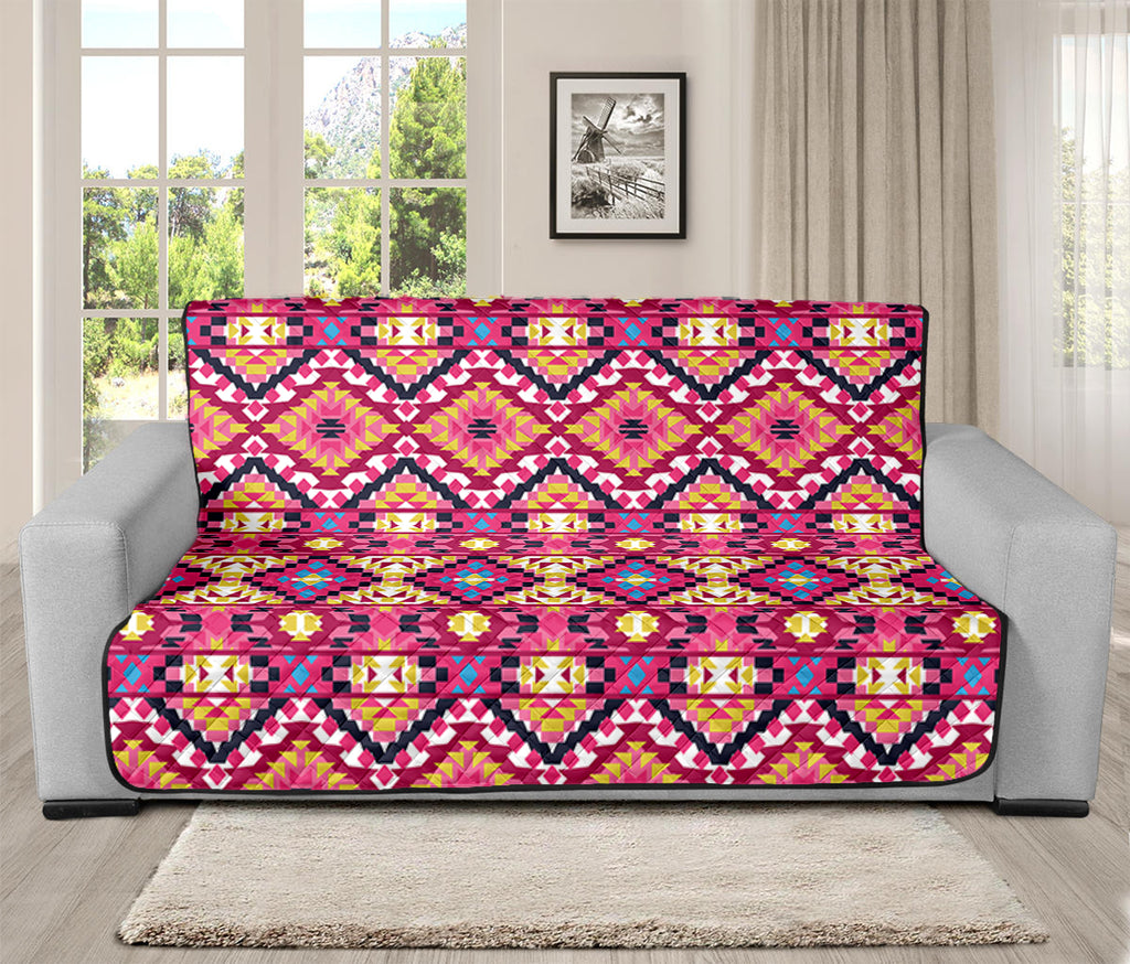 Pink Aztec Geometric Ethnic Pattern Print Futon Protector