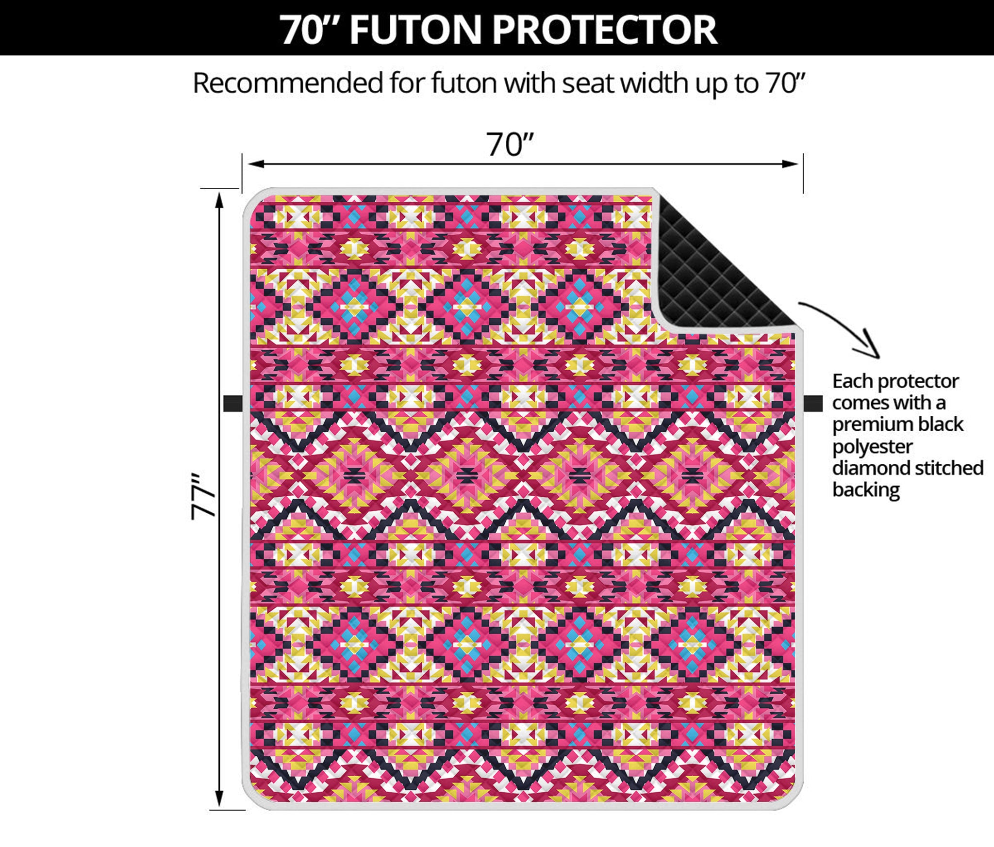 Pink Aztec Geometric Ethnic Pattern Print Futon Protector