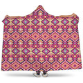 Pink Aztec Geometric Pattern Print Hooded Blanket
