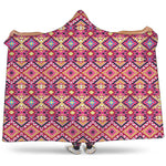 Pink Aztec Geometric Ethnic Pattern Print Hooded Blanket