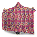 Pink Aztec Geometric Ethnic Pattern Print Hooded Blanket