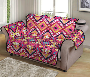 Pink Aztec Geometric Ethnic Pattern Print Loveseat Protector