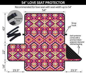 Pink Aztec Geometric Ethnic Pattern Print Loveseat Protector