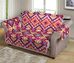 Pink Aztec Geometric Ethnic Pattern Print Loveseat Protector