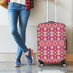 Pink Aztec Geometric Ethnic Pattern Print Luggage Cover