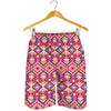 Pink Aztec Geometric Ethnic Pattern Print Men's Shorts
