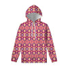 Pink Aztec Geometric Ethnic Pattern Print Pullover Hoodie