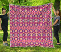 Pink Aztec Geometric Pattern Print Quilt