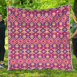 Pink Aztec Geometric Ethnic Pattern Print Quilt