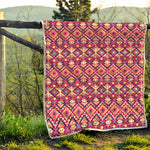 Pink Aztec Geometric Ethnic Pattern Print Quilt