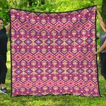 Pink Aztec Geometric Ethnic Pattern Print Quilt