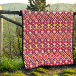 Pink Aztec Geometric Ethnic Pattern Print Quilt