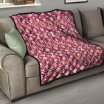 Pink Aztec Geometric Ethnic Pattern Print Quilt