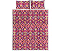 Pink Aztec Geometric Ethnic Pattern Print Quilt Bed Set