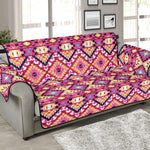 Pink Aztec Geometric Ethnic Pattern Print Sofa Protector