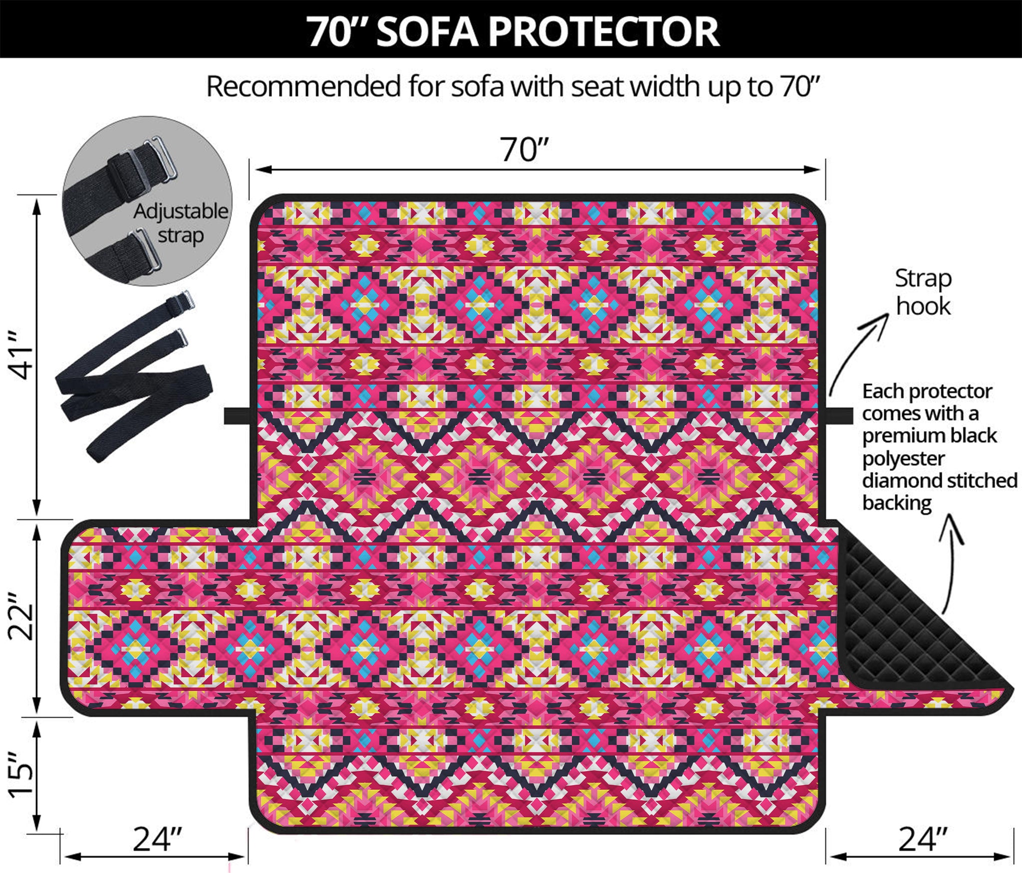 Pink Aztec Geometric Ethnic Pattern Print Sofa Protector