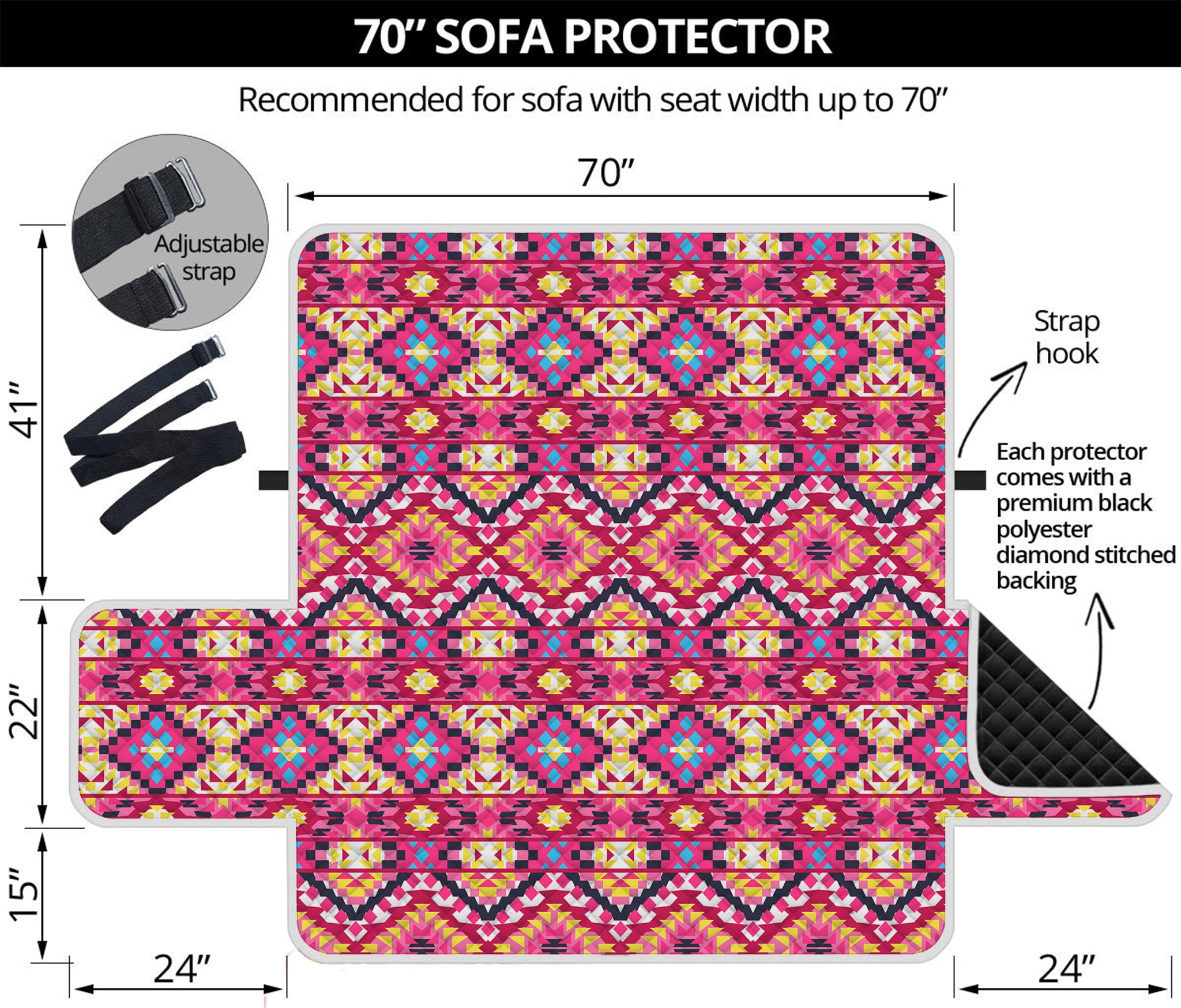 Pink Aztec Geometric Ethnic Pattern Print Sofa Protector