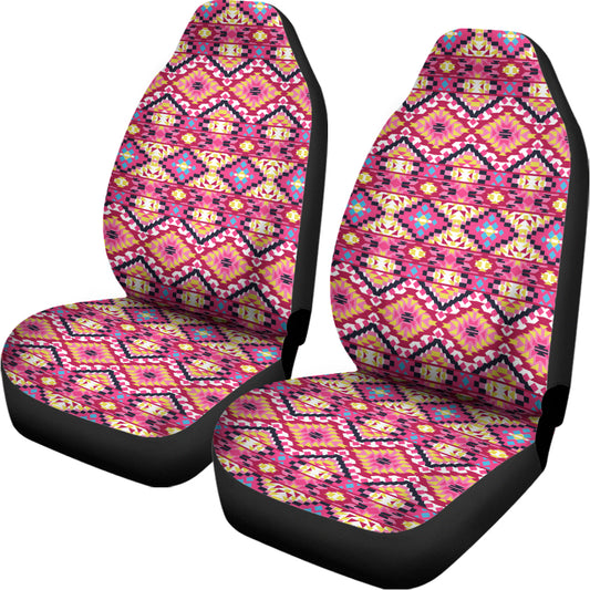 Pink Aztec Geometric Ethnic Pattern Print Universal Fit Car Seat Covers