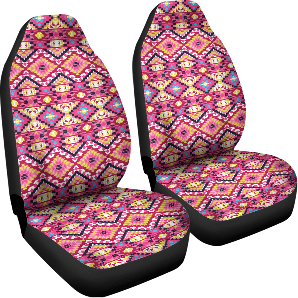 Pink Aztec Geometric Ethnic Pattern Print Universal Fit Car Seat Covers