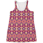 Pink Aztec Geometric Ethnic Pattern Print Women's Racerback Tank Top