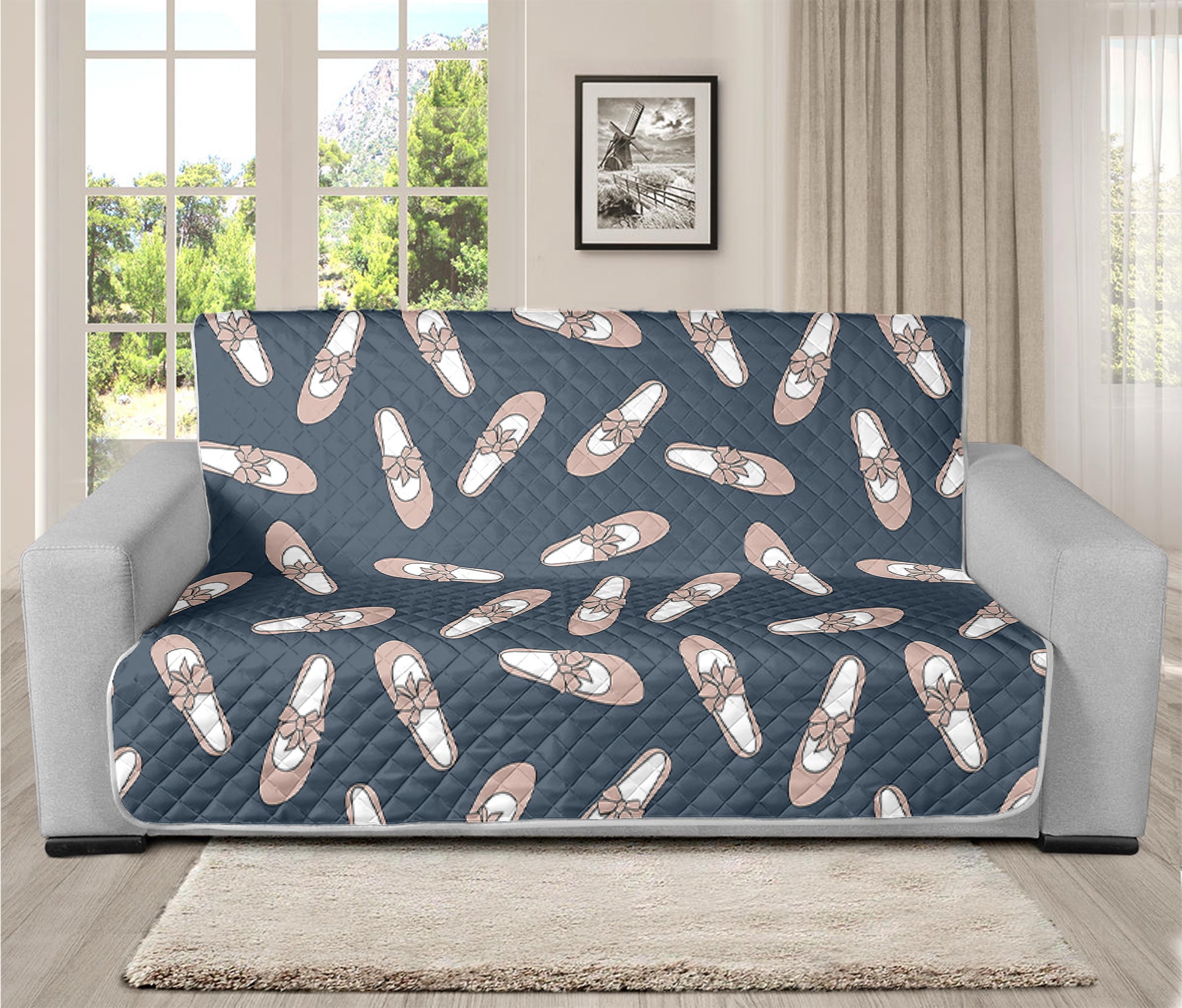 Pink Ballet Shoes Pattern Print Futon Protector