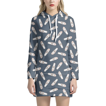 Pink Ballet Shoes Pattern Print Hoodie Dress
