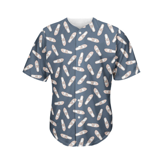 Pink Ballet Shoes Pattern Print Men's Baseball Jersey