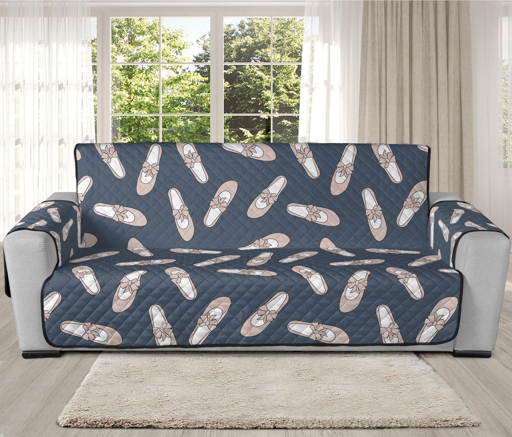 Pink Ballet Shoes Pattern Print Oversized Sofa Protector